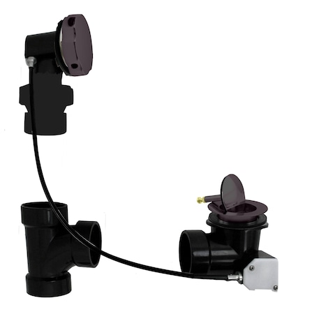 Westbrass 27" ABS Cable Drive Bathtub Pop-Up Drain Kit with Ball Joint Rotary Overflow, Polished Brass D50A27BJ-12